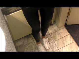 girlfriend's sexy legs in leather leggings