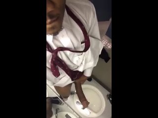 super monster bbc cumming in a public bathroom